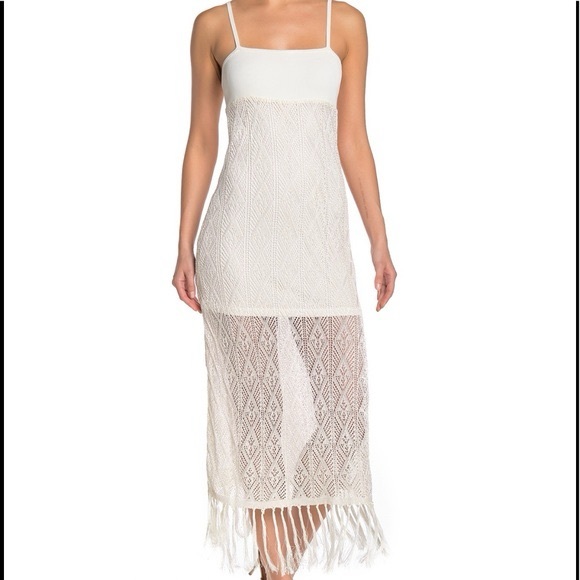 Ramy Brook Dresses & Skirts - Ramy Brook Maddox Knit Lace Midi Dress Large Ivory NWT